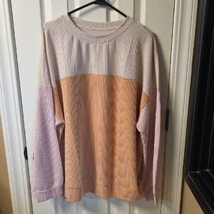Striped Pink and Tan Sweater